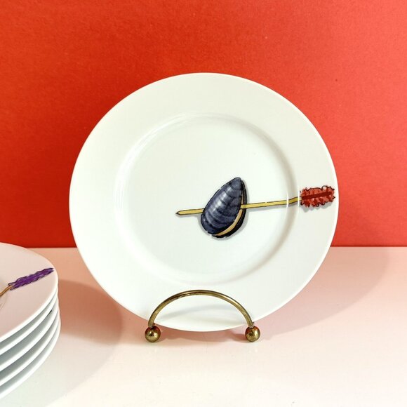 Crate and Barrel Tidbit Plates by Nancy Green ~ Assorted Food Theme ~ EUC - Picture 6 of 9